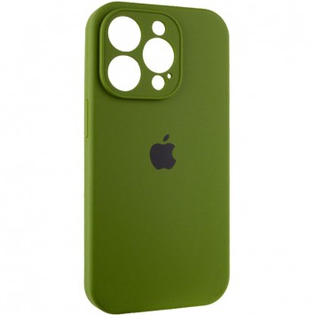 Зеленый силиконовый чехол Dark Olive с полной защитой камеры (AA) для Apple iPhone 14 Pro (6.1")