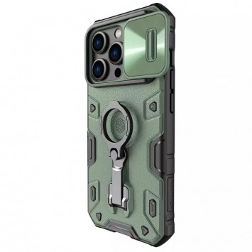 Зелёный TPU+PC чехол Nillkin CamShield Armor Pro без логотипа с шторкой на камеру для Apple iPhone 14 Pro (6.1 дюймов)