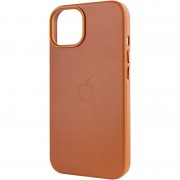 Кожаный чехол для Apple iPhone 14 (6.1"") - Leather Case (AA) with MagSafe Brown