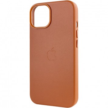 Кожаный чехол Leather Case (AA) с MagSafe для iPhone 14, Цвет коричневый