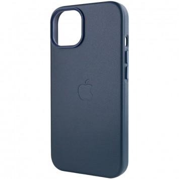Синій шкіряний чохол Indigo Blue з MagSafe для iPhone 14 від компанії Leather Case (AA)