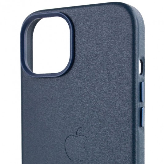 Шкіряний чохол для iPhone 14 - Leather Case (AA) with MagSafe, Indigo Blue - зображення 5 