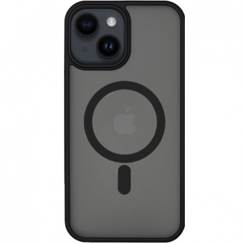 Черный TPU+PC чехол для iPhone 14 с металлическими кнопками и MagSafe