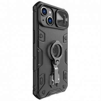 Черный чехол для iPhone 14 Nillkin CamShield Armor Pro no logo с шторкой на камеру из TPU+PC