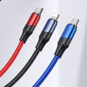 Дата кабель Usams US-SJ549 U71 USB + Type-C to Triple Head 3in1 (1.2m), Black