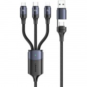 USB кабель все в одному Usams US-SJ511 U71 USB + Type-C to Triple Head 3in1 100W (1.2m), Black