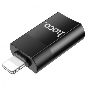 Чорний перехідник Hoco UA17 з Lightning Male до USB Female USB2.0