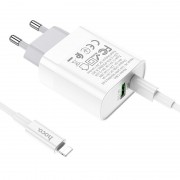 СЗУ HOCO C80A Rapido PD20W+QC3.0 Type-C + USB + Type-C to Lightning cable (Белый)