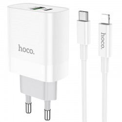 Зарядное устройство HOCO C80A Rapido PD20W+QC3.0 Type-C + USB + Type-C to Lightning cable (Белый)