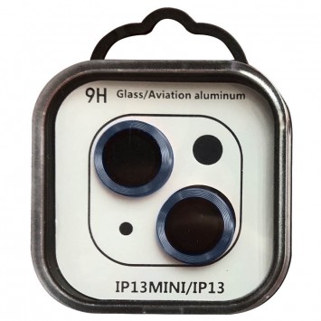 Защитное стекло на камеру для Apple iPhone 13 mini / 13 в упаковке, цвет синий, модель Metal Classic. 