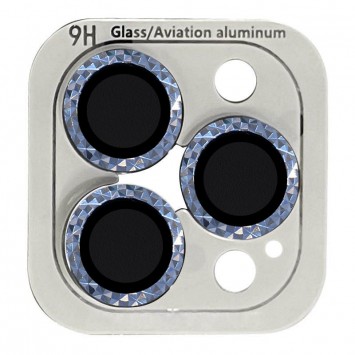Защитное стекло Metal Shine, предназначенное для камеры Apple iPhone 13 Pro или 13 Pro Max в голубом (Sierra Blue) цвете.