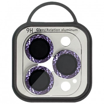 Защитное стекло Metal Shine для камеры Apple iPhone 14 Pro и 14 Pro Max в темно-фиолетовом цвете в упаковке