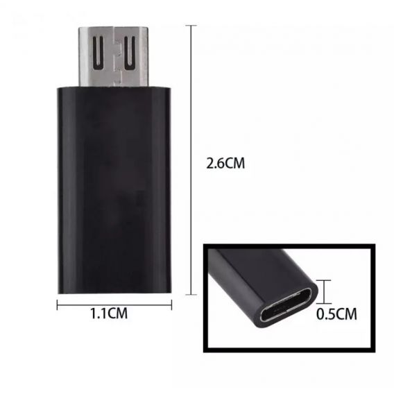 OTG Перехідник Micro-USB (тато) на Type-C (мама), Чорний