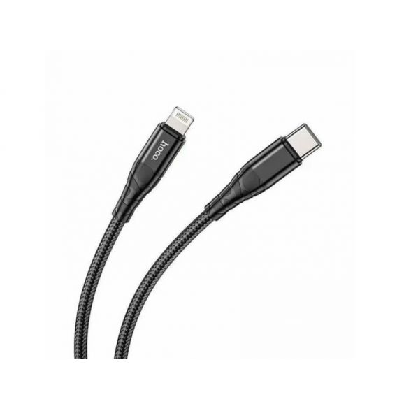 Кабель Hoco. DU02 Max  / Type-C  -  Lightning / для смартфонів 1 метр / Нейлонове сплетіння / Чорний