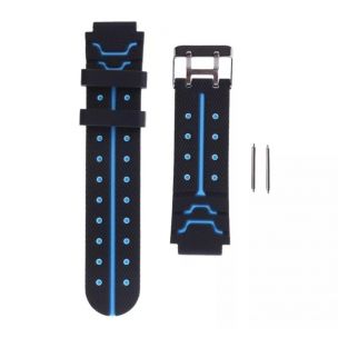 Ремешок силиконовый для детских часов Q60 Q80 Q90 Q100 Q750 T7 S4 Y19 Y21 / 16 mm / Черно-голубой