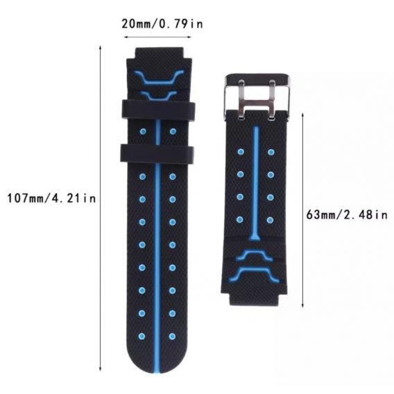 Ремінець силіконовий для дитячих годинників Q60 Q80 Q90 Q100 Q750 T7 S4 Y19 Y21 / 16 mm / Чорно-блакитний