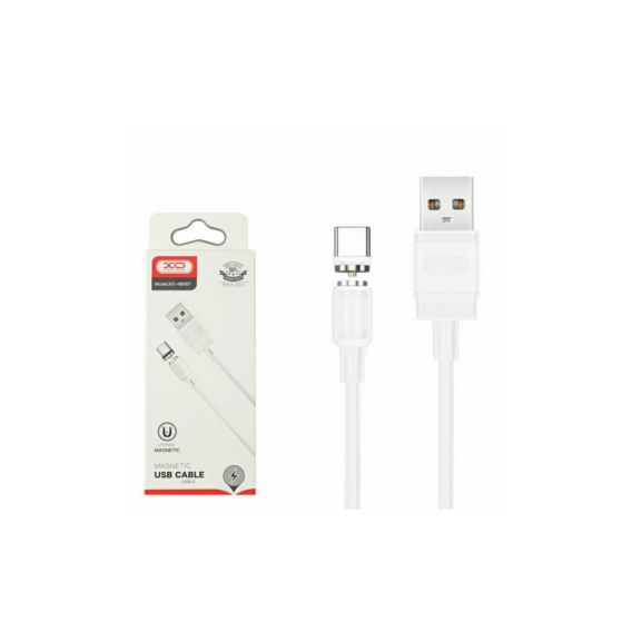 Магнітний кабель Type-C - USB / XO-NB187 / Круглий / 360 Градусів / 100 см. / Білий
