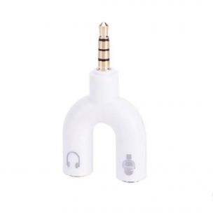 Аудио переходник AUX (раздвоитель) с 3.5 мм. на микрофон 3,5 мм. + аудио 3,5 мм. / Белый Аудио переходник AUX (раздвоитель) с 3.5 мм. на микрофон 3,5 мм. + аудио 3,5 мм. / Белый