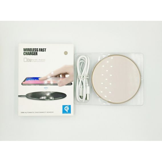 Безпровідний зарядний пристрій LFX-01 / Швидка зарядка 5-9 вольт / 10 Ват / 1.67-2 Ампера / Золотий