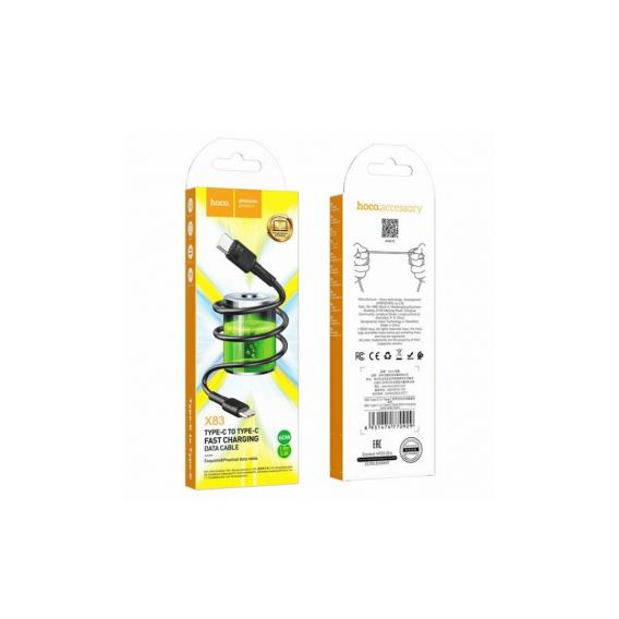 Кабель Hoco X83 Type-C to Type-C 60W (PD Fast Charge) 1м Чорний