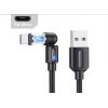 Магнітний кабель USLION 2 в 1 / Micro - USB / 540 градусів / Круглий / 100 см. / Чорний