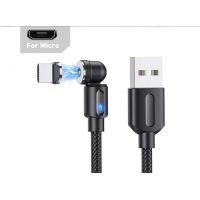 Магнітний кабель USLION 2 в 1 / Micro - USB / 540 градусів / Круглий / 100 см. / Чорний