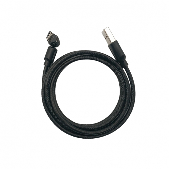 Магнітний кабель USLION 2 в 1 / Micro - USB / 540 градусів / Круглий / 100 см. / Чорний