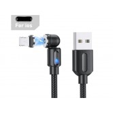 Магнитный кабель USLION 2 в 1 / Lightning (Iphone) - USB / 540 градусов / Круглый / 100 см. / Черный Магнитный кабель USLION 2 в 1 / Lightning (Iphone) - USB / 540 градусов / Круглый / 100 см. / Черный
