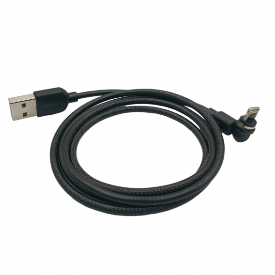 Магнітний кабель USLION 2 в 1 / Lightning (Iphone) - USB / 540 градусів / Круглий / 100 см. / Чорний