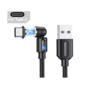 Магнитный кабель USLION 2 в 1 / Type-C - USB / 540 градусов / Круглый / 200 см. / Черный Магнитный кабель USLION 2 в 1 / Type-C - USB / 540 градусов / Круглый / 200 см. / Черный