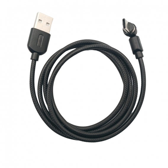 Магнітний кабель USLION 2 в 1 / Type-C - USB / 540 градусів / Круглий / 200 см. / Чорний