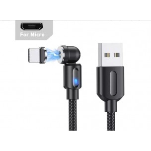 Магнитный кабель USLION 2 в 1 / Micro - USB / 540 градусов / Круглый / 200 см. / Черный