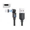 Магнітний кабель USLION 2 в 1 / Lightning (Iphone) - USB / 540 градусів / Круглий / 200 см. / Чорний
