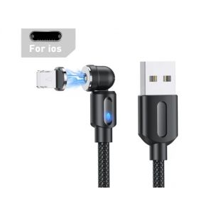 Магнитный кабель USLION 2 в 1 / Lightning (Iphone) - USB / 540 градусов / Круглый / 200 см. / Черный Магнитный кабель USLION 2 в 1 / Lightning (Iphone) - USB / 540 градусов / Круглый / 200 см. / Черный