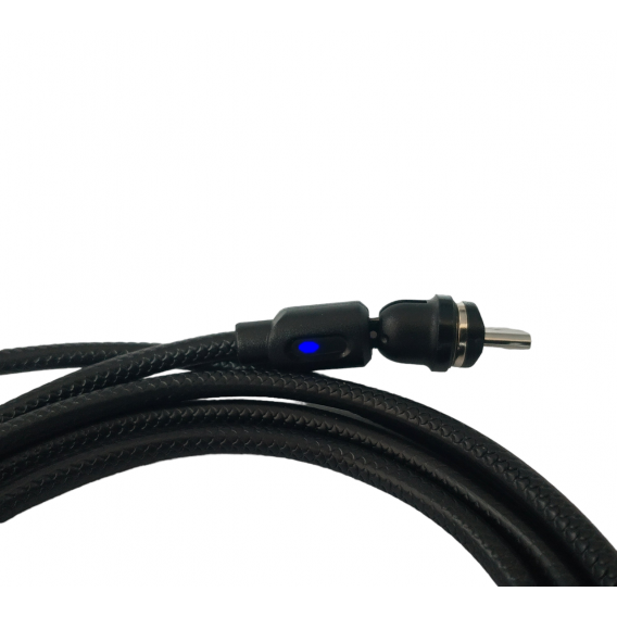 Магнітний кабель USLION 2 в 1 / Lightning (Iphone) - USB / 540 градусів / Круглий / 200 см. / Чорний