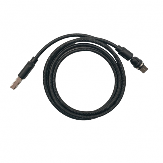 Магнітний кабель USLION 2 в 1 / Lightning (Iphone) - USB / 540 градусів / Круглий / 200 см. / Чорний