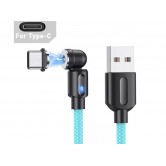 Магнитный кабель USLION 2 в 1 / Type-C - USB / 540 градусов / Круглый / 200 см. / Голубой Магнитный кабель USLION 2 в 1 / Type-C - USB / 540 градусов / Круглый / 200 см. / Голубой