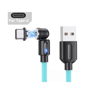 Магнитный кабель USLION 2 в 1 / Type-C - USB / 540 градусов / Круглый / 200 см. / Голубой Магнитный кабель USLION 2 в 1 / Type-C - USB / 540 градусов / Круглый / 200 см. / Голубой