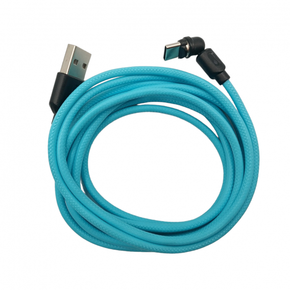 Магнітний кабель USLION 2 в 1 / Type-C - USB / 540 градусів / Круглий / 200 см. / Блакитний
