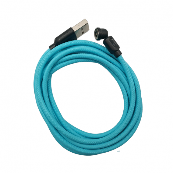 Магнітний кабель USLION 2 в 1 / Lightning (Iphone) - USB / 540 градусів / Круглий / 200 см. / Блакитний