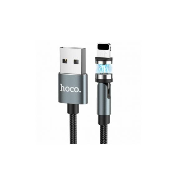 Магнітний кабель Hoco U94 2 в 1 / Lightning (Iphone) - USB / 540 градусів / Круглий / 120 см. / Чорний
