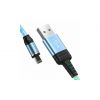 Магнітний силіконовий кабель (Світиться) Hoco U90 / Lightning (Iphone) - USB / 100 см. / Блакитний