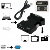 Перехідник HDMI на VGA з аудіо виходом (AUX 3.5 мм) Чорний Перехідник HDMI на VGA з аудіо виходом (AUX 3.5 мм) Чорний