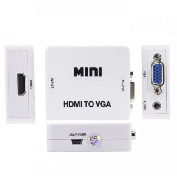 Перехідник HDMI - VGA для передачі відео і аудіо сигналу / 1080p / Білий