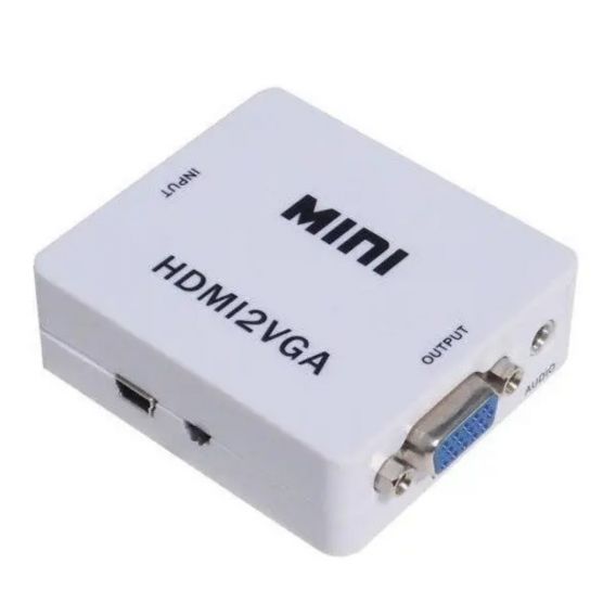 Перехідник HDMI - VGA для передачі відео і аудіо сигналу / 1080p / Білий