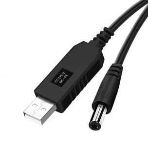 Кабель питания для роутера USB 5V на 9V (DC 5.5x2.5 мм) 1м, Черный Кабель питания для роутера USB 5V на 9V (DC 5.5x2.5 мм) 1м, Черный