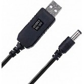 Кабель-преобразователь USB 5V на DC 12V (5.5x2.5мм) 1м, Черный Кабель-преобразователь USB 5V на DC 12V (5.5x2.5мм) 1м, Черный