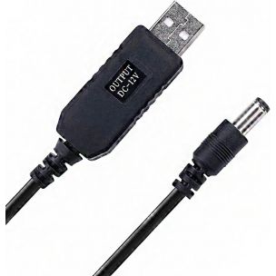 Кабель-преобразователь USB 5V на DC 12V (5.5x2.5мм) 1м, Черный