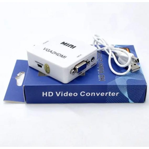 Конвертор для передачі відео і аудіо сигналу / Mini VGA2HDMI / Білий