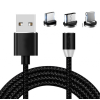 Магнітний кабель X-Cable 3в1 (Type-C + Micro USB + Lightning) 360° Чорний